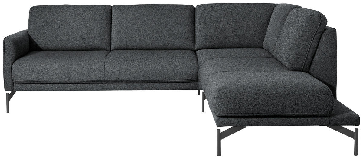 ECKSOFA in Flachgewebe, Struktur Grau  - Anthrazit/Grau, Design, Textil/Metall (254/230cm) - Johann Jakob