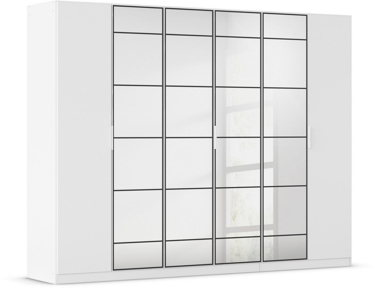 DREHTÜRENSCHRANK in Weiss, Schwarz  - Weiss/Schwarz, Design, Glas/Holzwerkstoff (271/210/54cm) - Boxxx