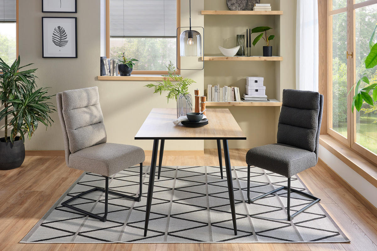 SCHWINGSTUHL   Bouclé  - Schwarz/Grau, MODERN, Textil/Metall (44/102/42cm) - Livetastic