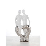 SKULPTUR - Silberfarben/Weiß, Basics, Keramik (12/24/6cm) - Ambia Home