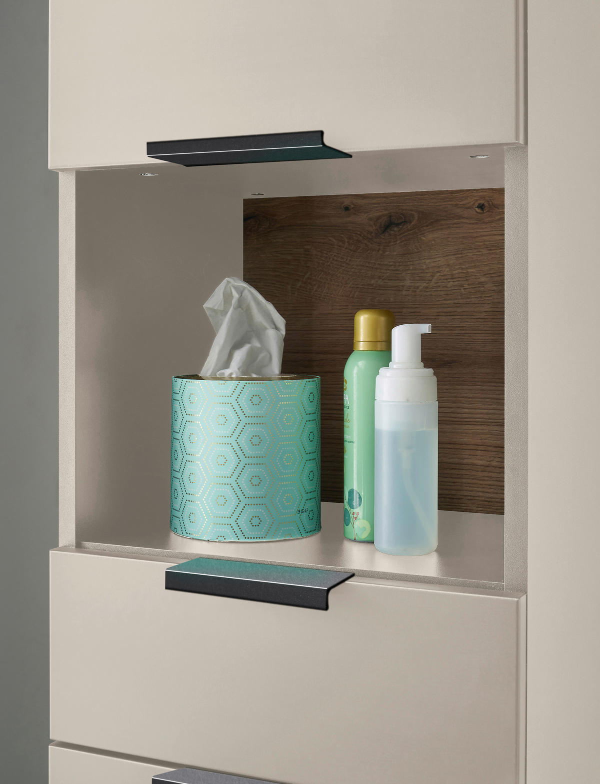 HOCHSCHRANK 38/195/32 cm  - Kaschmir/Eichefarben, KONVENTIONELL, Holzwerkstoff/Metall (38/195/32cm) - home24