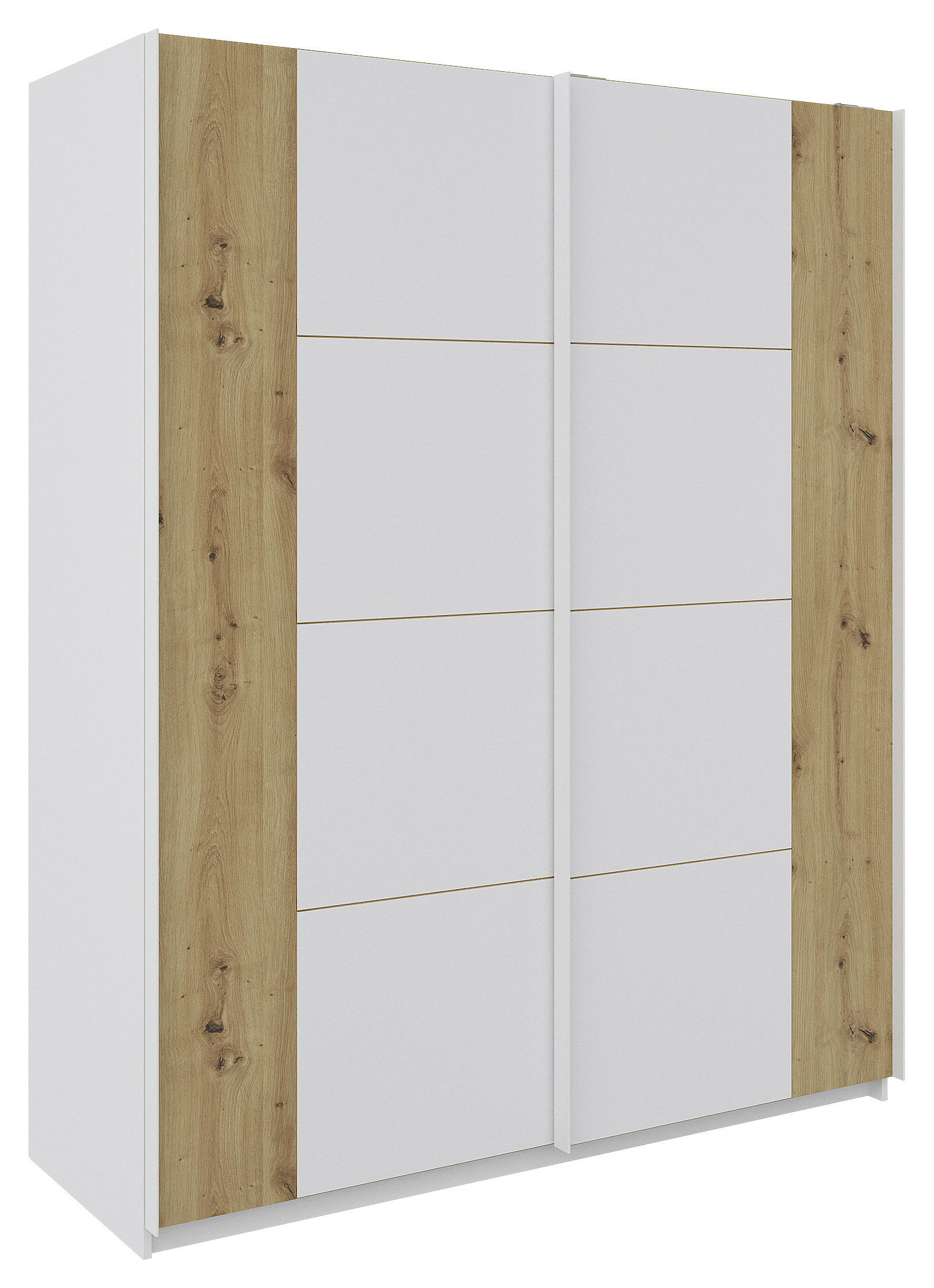 SCHWEBETÜRENSCHRANK in Weiss, Eiche Artisan  - Weiss/Eiche Artisan, Konventionell, Holzwerkstoff/Metall (170/211/68cm) - Hom`in