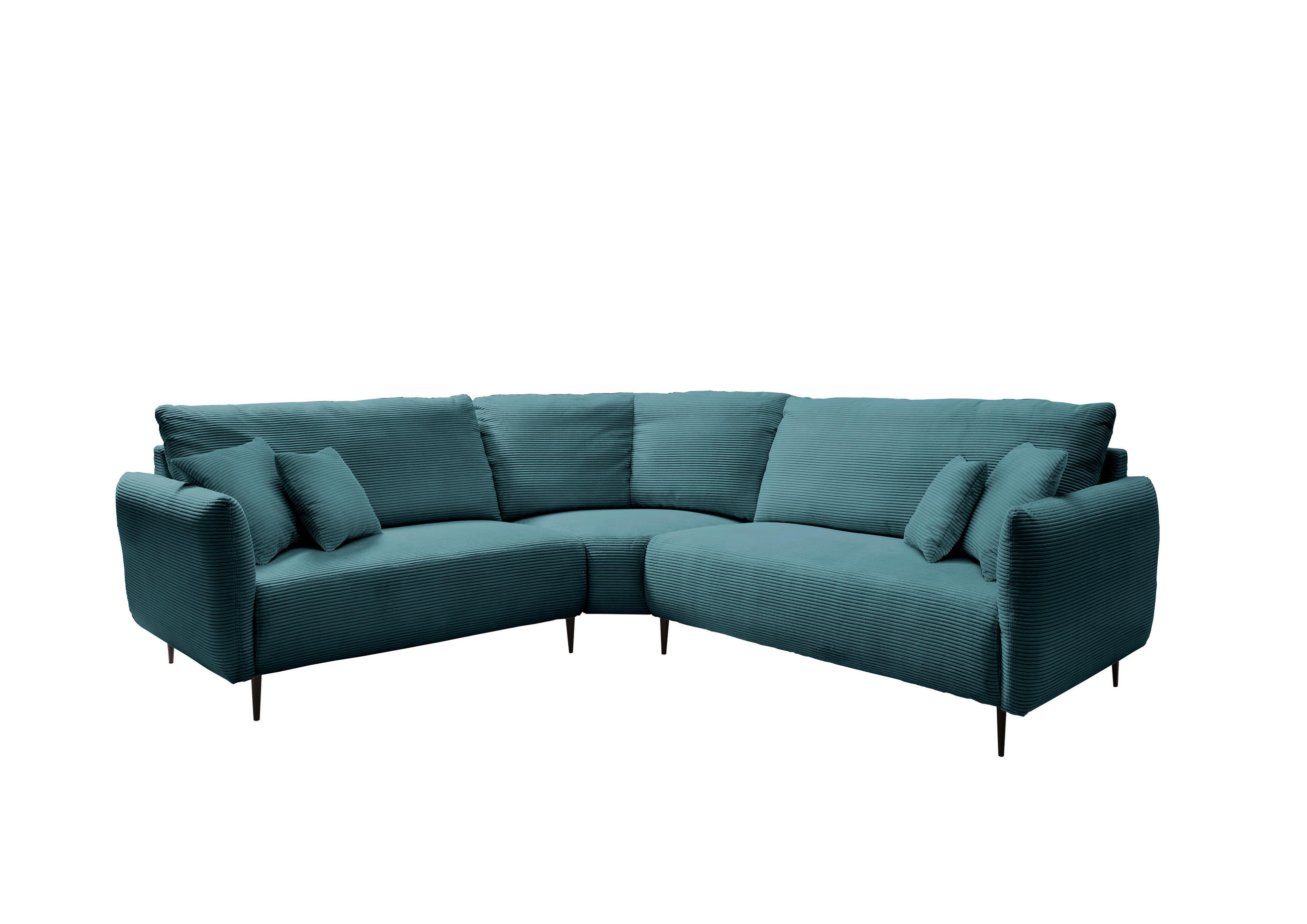 ECKSOFA in Cord Petrol - Petrol/Schwarz, Design, Textil/Metall (256/256cm) - Livetastic