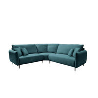 ECKSOFA Petrol Cord  - Petrol/Schwarz, Design, Textil/Metall (256/256cm) - Livetastic
