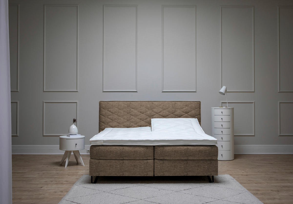 BOXSPRINGBETT 160/200 cm  in Braun  - Schwarz/Braun, KONVENTIONELL, Holz/Textil (160/200cm) - Sjöholm