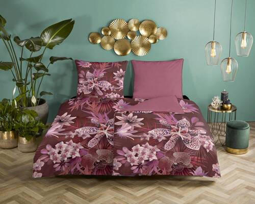WENDEBETTWÄSCHE Farze Satin 135/200 cm  - Bordeaux/Rot, Design, Textil (135/200cm)
