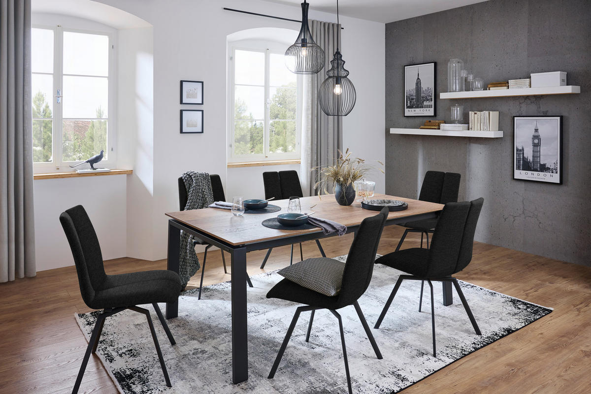 STUHL  Lederauswahl, Stoffauswahl, Typenauswahl Struktur  - Anthrazit, Design, Textil/Metall (50/92/64cm) - Venjakob