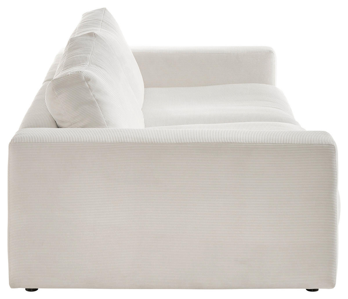 3-SITZER-SOFA in Feincord Weiss  - Weiss/Schwarz, Design, Kunststoff/Textil (290/86/127cm) - Lomoco