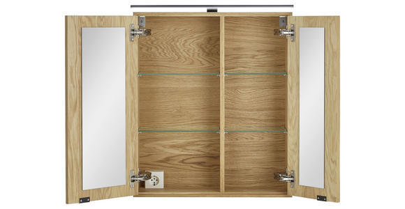SPIEGELSCHRANK 60/70/20 cm  - Eichefarben/Schwarz, KONVENTIONELL, Glas/Holz (60/70/20cm) - Linea Natura