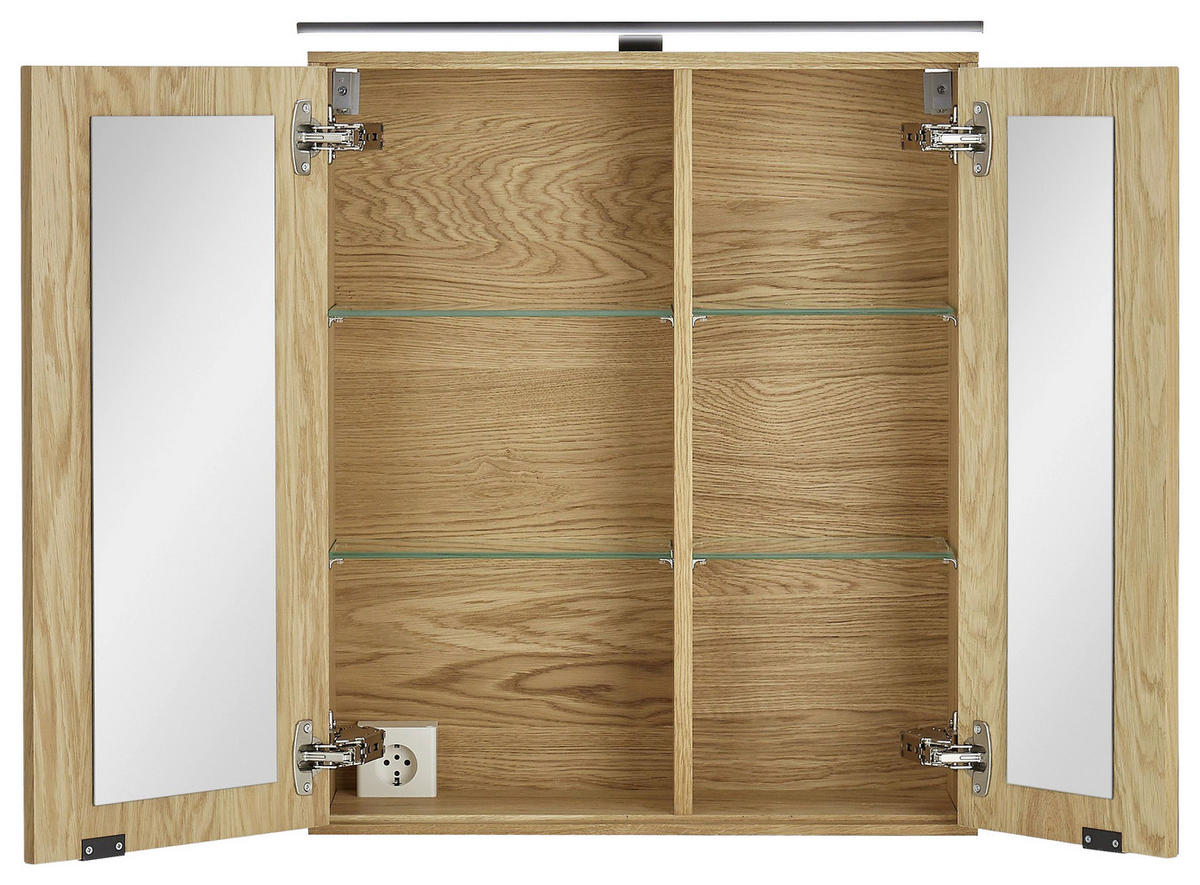 SPIEGELSCHRANK 60/70/20 cm  - Eichefarben/Schwarz, KONVENTIONELL, Glas/Holz (60/70/20cm) - Linea Natura
