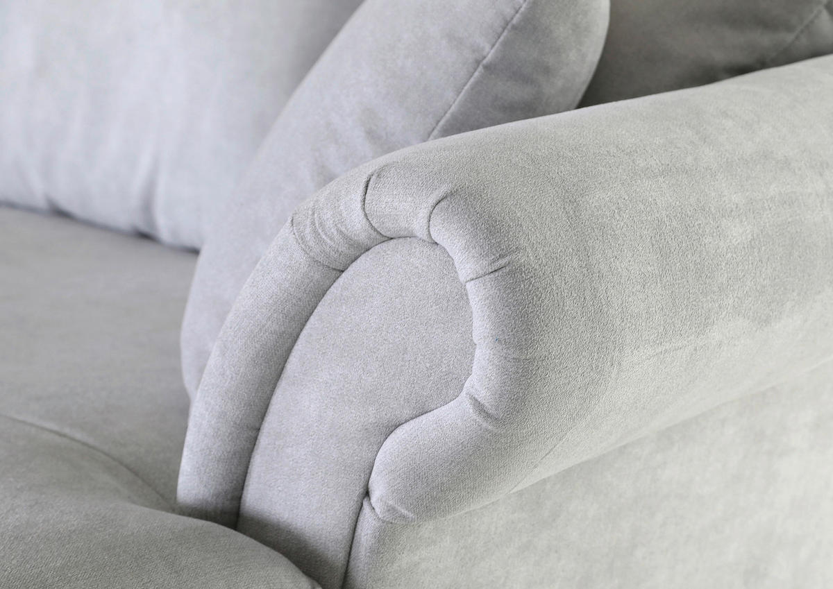 BIGSOFA Flachgewebe Hellgrau  - Dunkelbraun/Hellgrau, KONVENTIONELL, Holz/Textil (270/80/110cm) - Livetastic