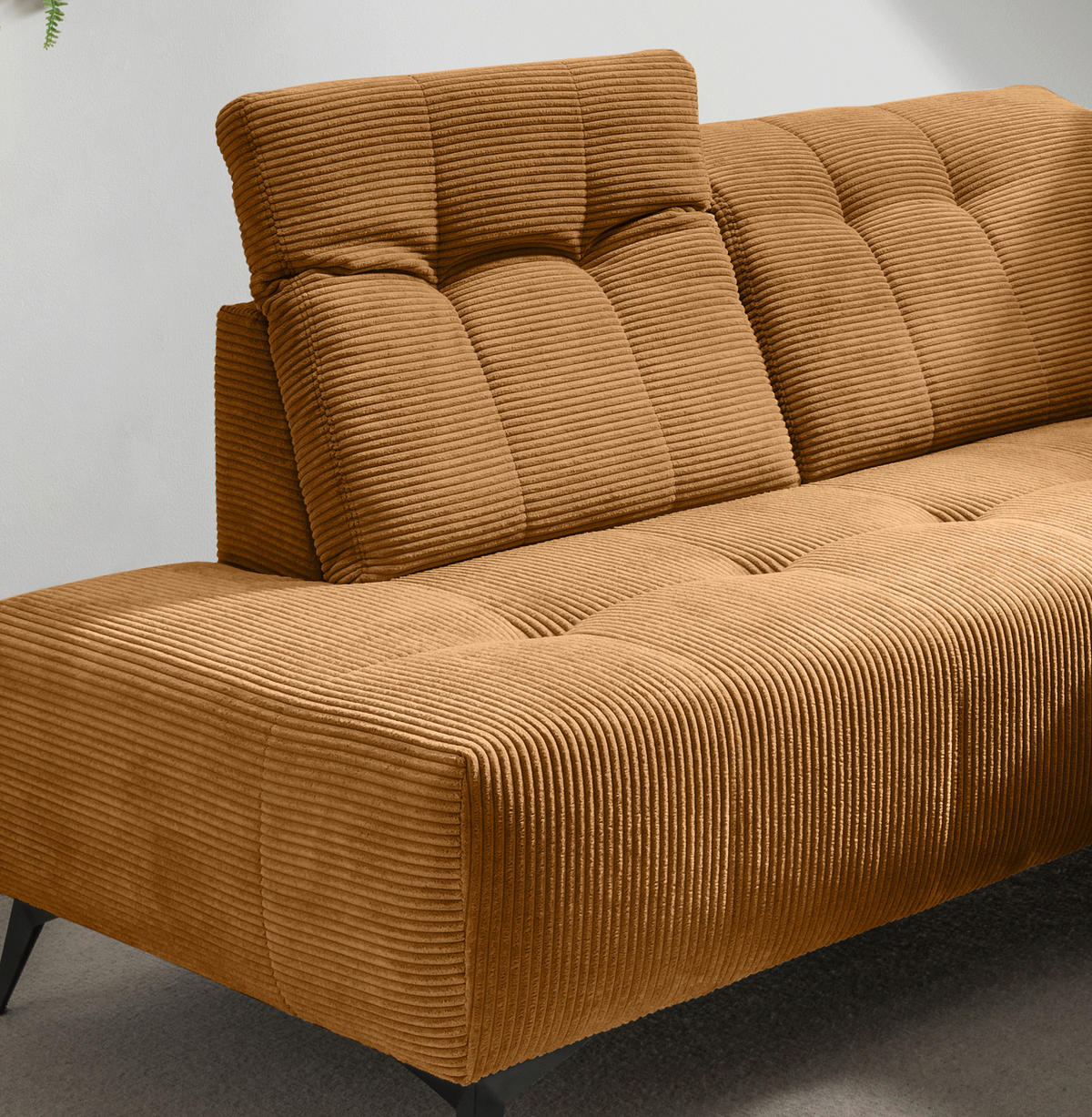 ECKSOFA in Cord Goldfarben  - Goldfarben/Schwarz, Modern, Textil/Metall (200/272cm) - Livetastic