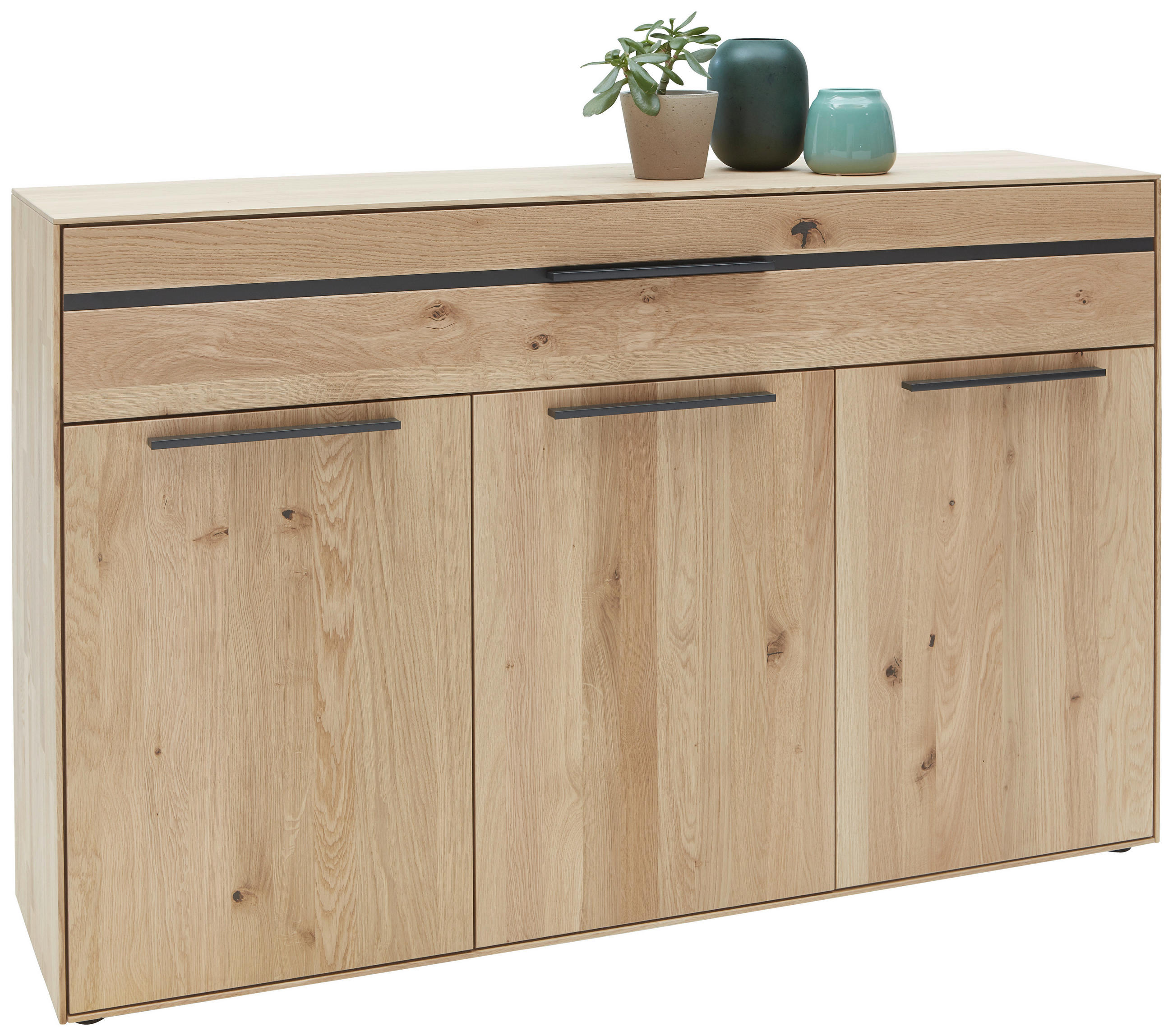 KOMMODE 146,9/93,5/41,1 cm  in Eichefarben  - Eichefarben/Dunkelgrau, Natur, Holz/Kunststoff (146,9/93,5/41,1cm) - Valnatura