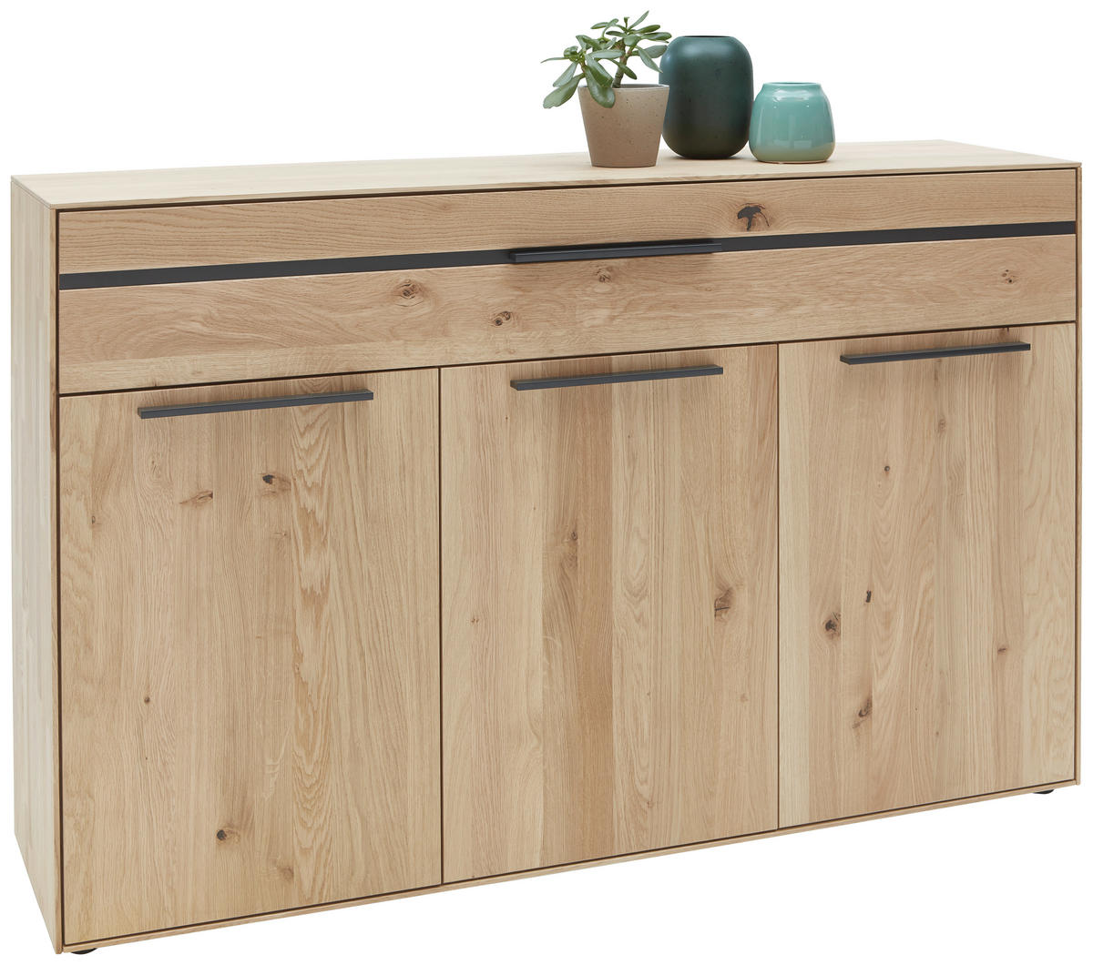 KOMMODE 146,9/93,5/41,1 cm  in Eichefarben  - Eichefarben/Dunkelgrau, Natur, Holz/Kunststoff (146,9/93,5/41,1cm) - Valnatura