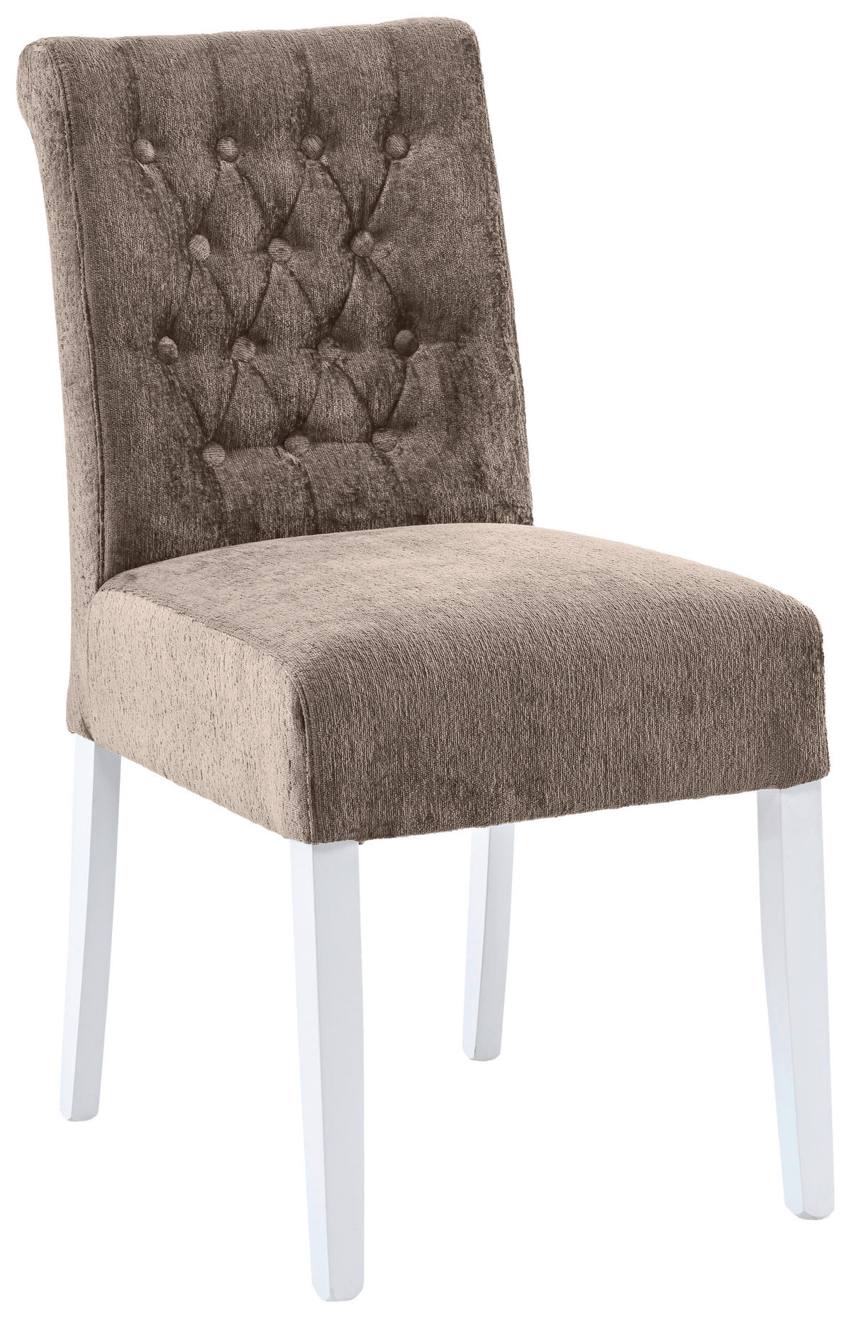 STUHL Chenille Taupe Buche massiv  - Taupe/Weiß, KONVENTIONELL, Holz/Textil (46,5/91/65cm) - Cantus