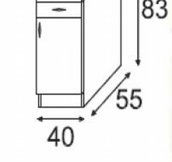 DONJI KUHINJSKI ELEMENT   - sonoma hrast/boja aluminijuma, Dizajnerski, metal/pločasti materijal (40/83/55cm) - Xora