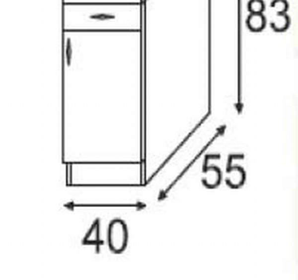 DONJI KUHINJSKI ELEMENT   - sonoma hrast/boja aluminijuma, Dizajnerski, metal/pločasti materijal (40/83/55cm) - Boxxx