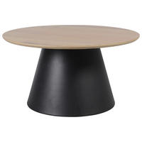 COUCHTISCH Eiche furniert 78/78/41 cm rund Schwarz, Eichefarben  - Eichefarben/Schwarz, KONVENTIONELL, Holz/Metall (78/78/41cm) - Stylife