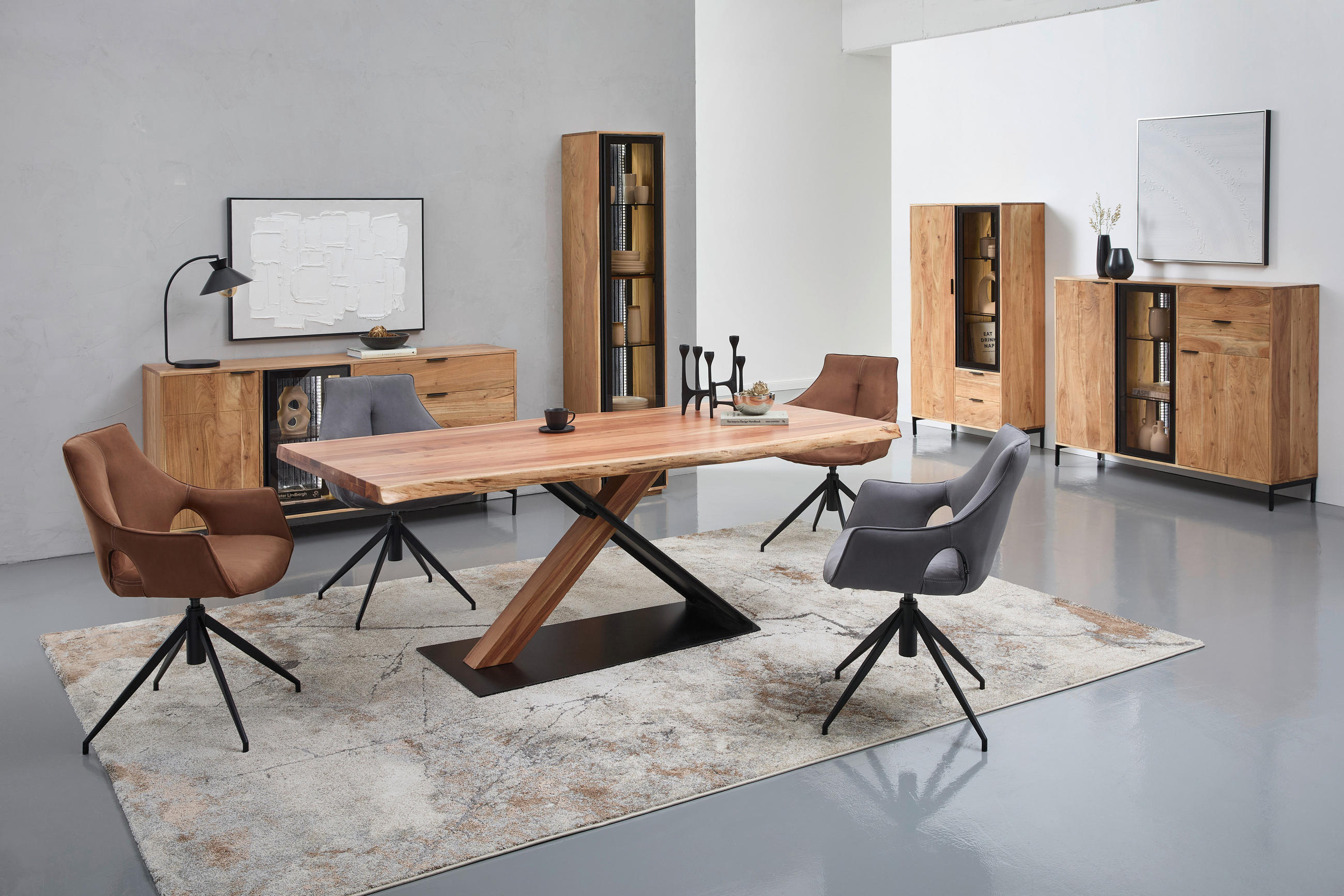 SIDEBOARD  in 175/85/40 cm  - Schwarz/Akaziefarben, LIFESTYLE, Glas/Holz (175/85/40cm) - Landscape