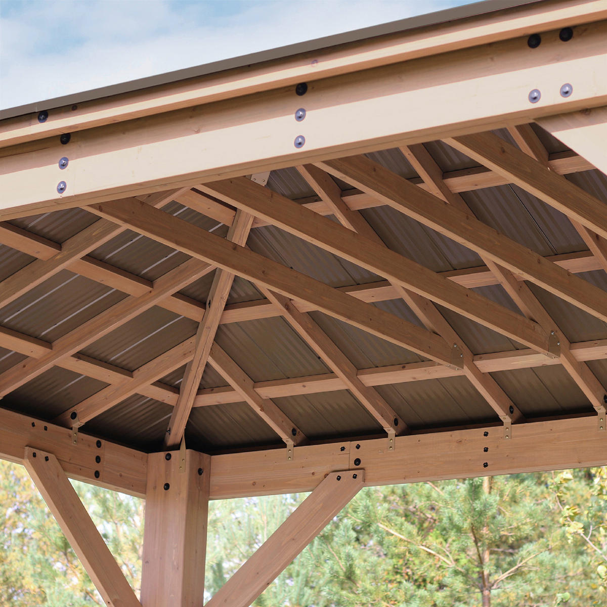 PAVILLON 490/315/371 cm   - Bronzefarben/Mokka, Basics, Holz/Metall (490/315/371cm)