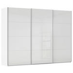 SCHWEBETÜRENSCHRANK 301/223/68 cm 3-türig Weiß, Weiß Hochglanz  - Weiß Hochglanz/Alufarben, Basics, Holzwerkstoff/Metall (301/223/68cm) - Novel