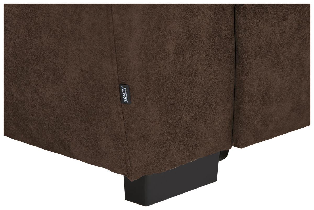 ECKSOFA Dunkelbraun Lederlook  - Dunkelbraun/Schwarz, Design, Kunststoff/Textil (263/230cm) - Hom`in