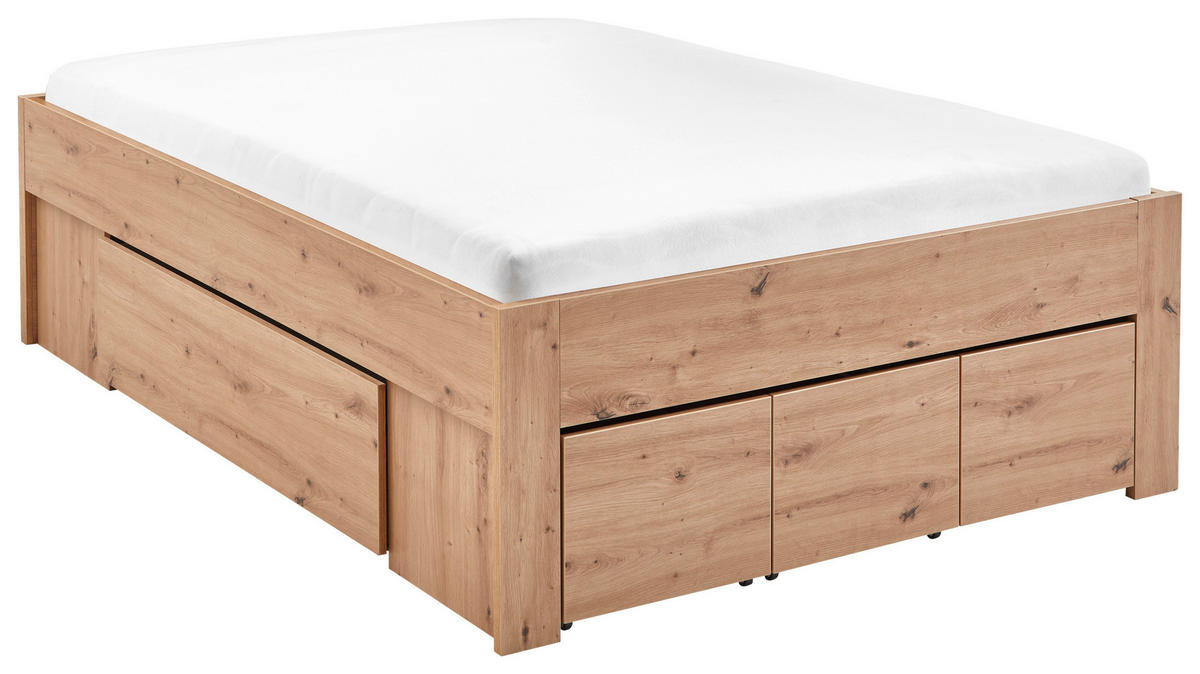 STAURAUMBETT 140/200 cm  in Eiche Artisan  - Eiche Artisan, KONVENTIONELL, Holzwerkstoff (140/200cm) - Boxxx