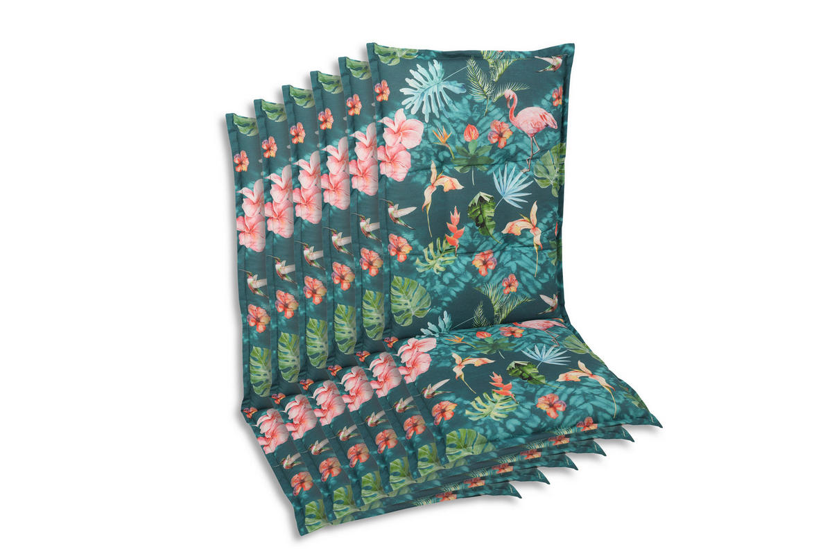 SESSELAUFLAGENSET Flamingo  - Blau/Rosa, Basics, Textil (50/7/110cm)