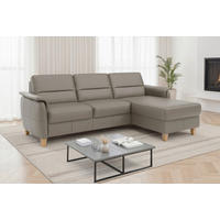 ECKSOFA PALMERA E in Echtleder Grau  244/163 cm  - Eichefarben/Grau, Basics, Leder/Holz (244/163cm) - Sit & More
