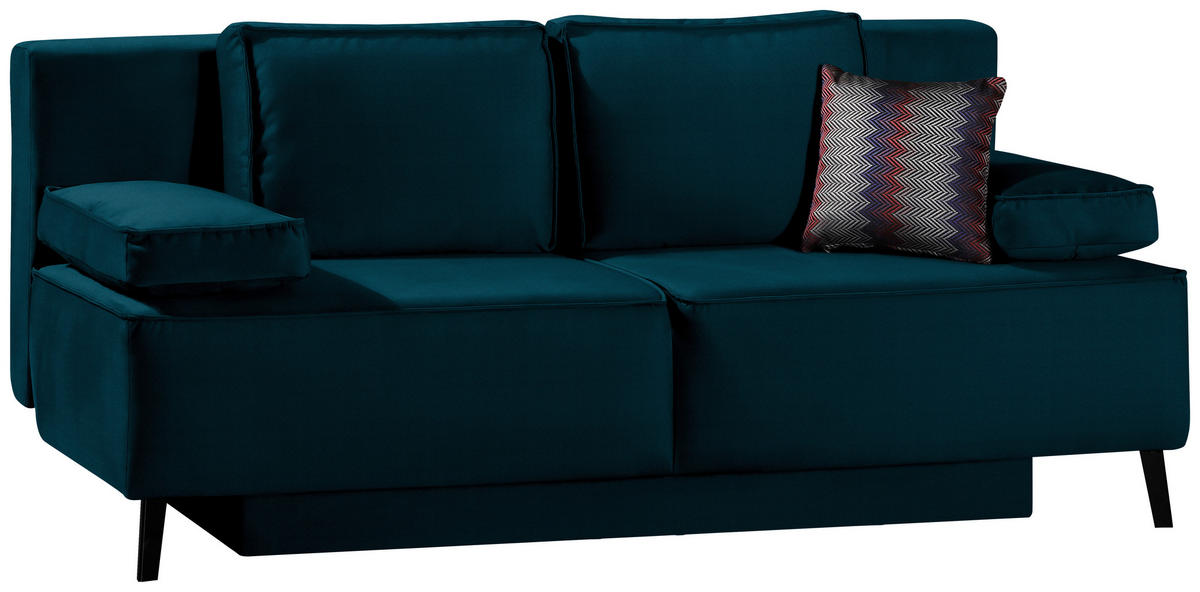 SCHLAFSOFA in Petrol  - Petrol/Schwarz, Konventionell, Textil/Metall (197/91/88cm) - Novel