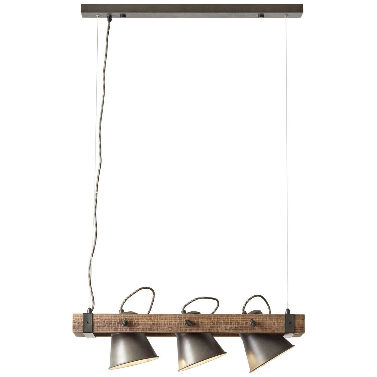 Hängeleuchte 70/115 cm  - Schwarz, Design, Holz/Metall (70/115cm) - Brilliant