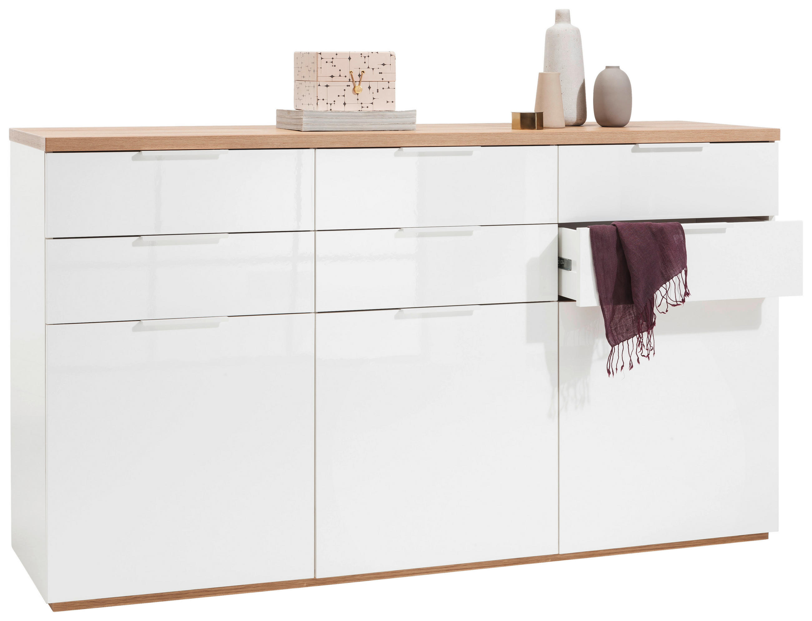 SIDEBOARD  in 180/102/50 cm  - Weiß Hochglanz/Weiß, Basics, Holzwerkstoff/Metall (180/102/50cm) - Carryhome