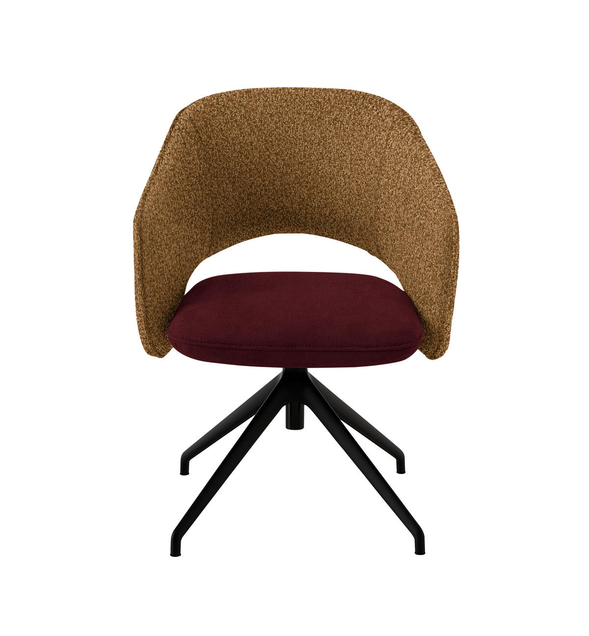 ARMLEHNSTUHL  Stoffauswahl, Wippfunktion, Sitzfläche 360° drehbar, gepolsterte Armlehnen Flachgewebe  - Weinrot/Schwarz, Design, Textil/Metall (63/74-90/57-73cm) - Koinor