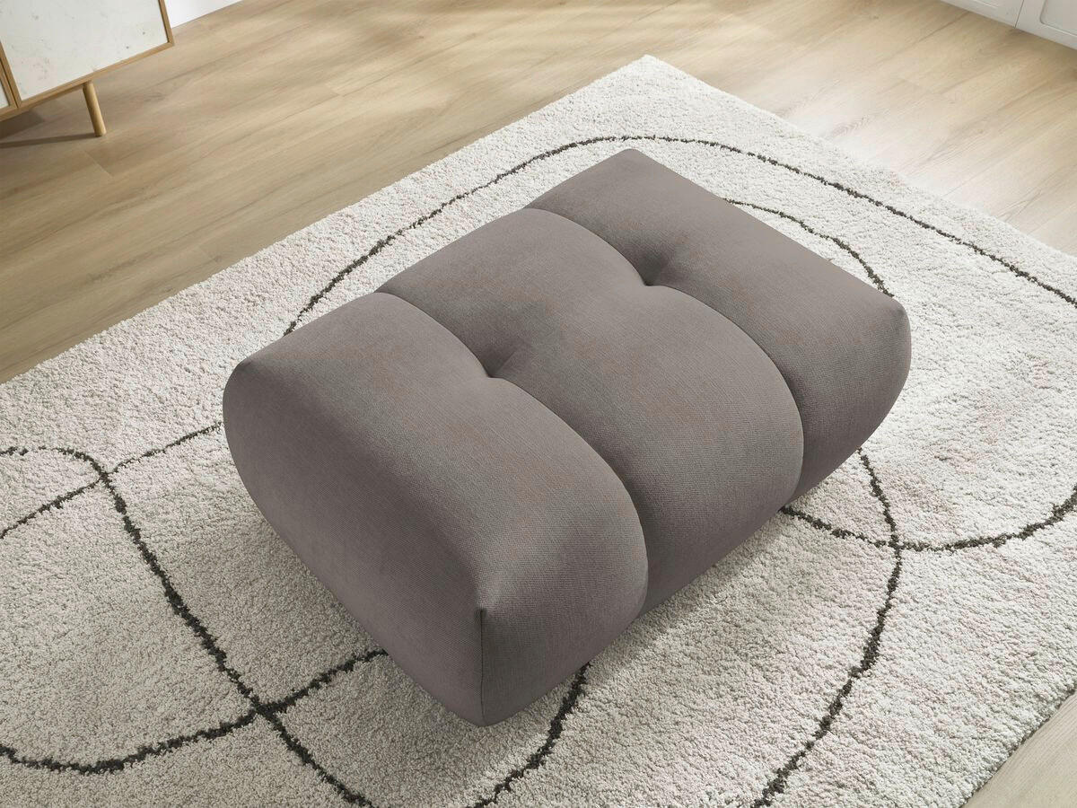 HOCKER FUJI  Leinenoptik Taupe  - Taupe/Schwarz, MODERN, Kunststoff/Textil (112/44/80cm)