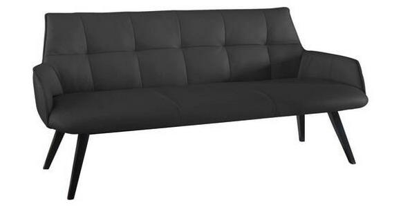 SITZBANK 160/89,5/64 cm Echtleder Schwarz Buche massiv - Schwarz, Design, Leder/Holz (160/89,5/64cm) - Novel