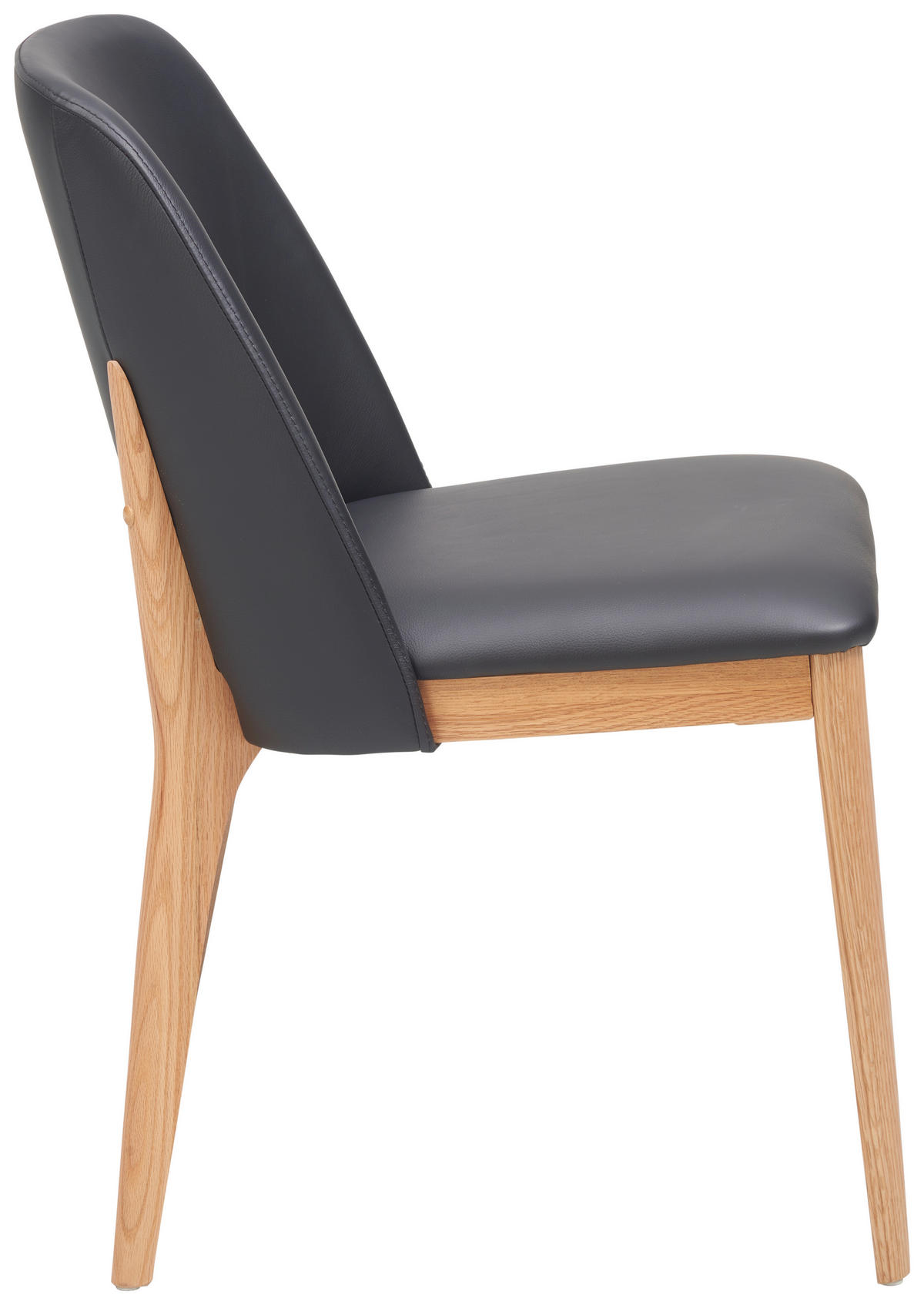 STUHL  in Echtleder pigmentiert Leder, Holz  - Schwarz, KONVENTIONELL, Leder/Holz (52/90/58cm) - Livetastic