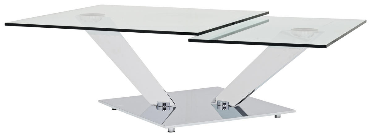 COUCHTISCH in Metall, Glas 84-129/106/40 cm  - Chromfarben, Design, Glas/Metall (84-129/106/40cm)