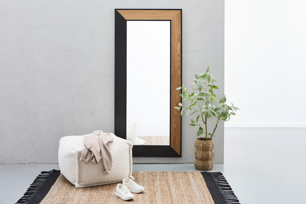 WANDSPIEGEL 84/184/2 cm  - Schwarz/Naturfarben, Design, Glas/Holz (84/184/2cm) - MID.YOU