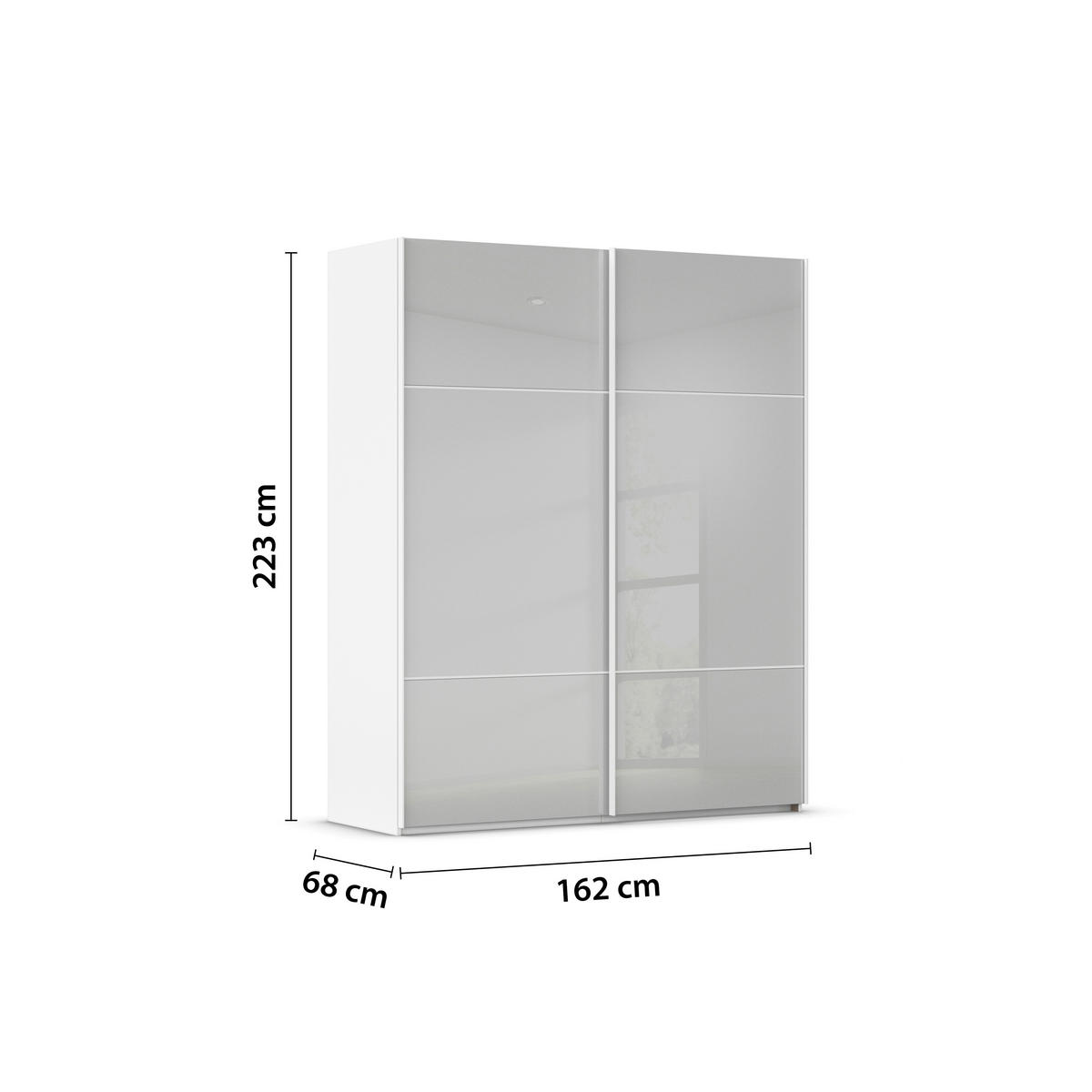 SCHWEBETÜRENSCHRANK 162/223/68 cm 2-türig Grau, Weiß  - Weiß/Grau, KONVENTIONELL, Glas/Holzwerkstoff (162/223/68cm) - Novel