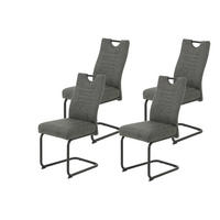 SCHWINGSTUHL-SET 4 Stück  in Stahl Lederlook  - Anthrazit/Schwarz, MODERN, Textil/Metall (45/94/60cm) - MID.YOU