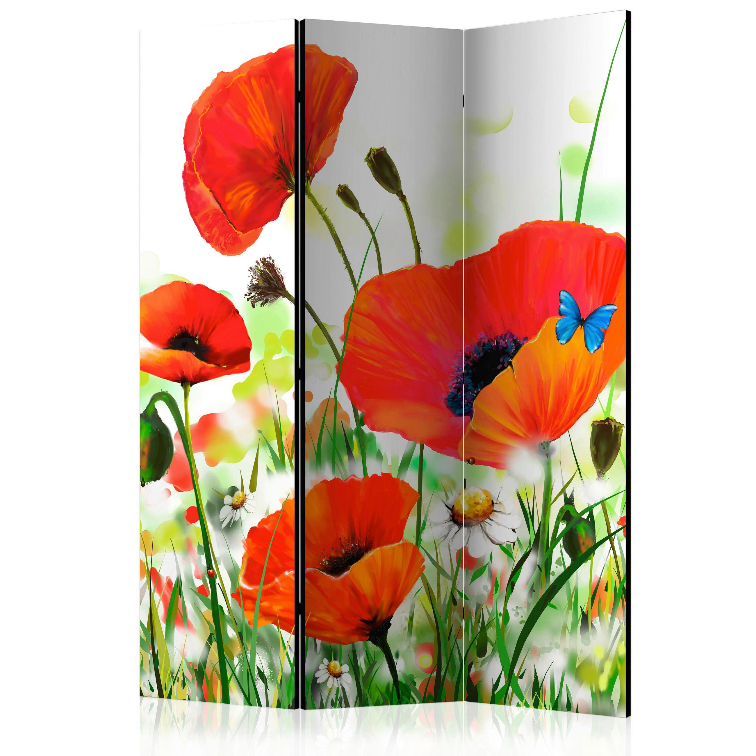 SKÄRMVÄGG  i trä, textil  grön, röd  - röd/grön, Basics, trä/textil (135/172/3cm) - artgeist