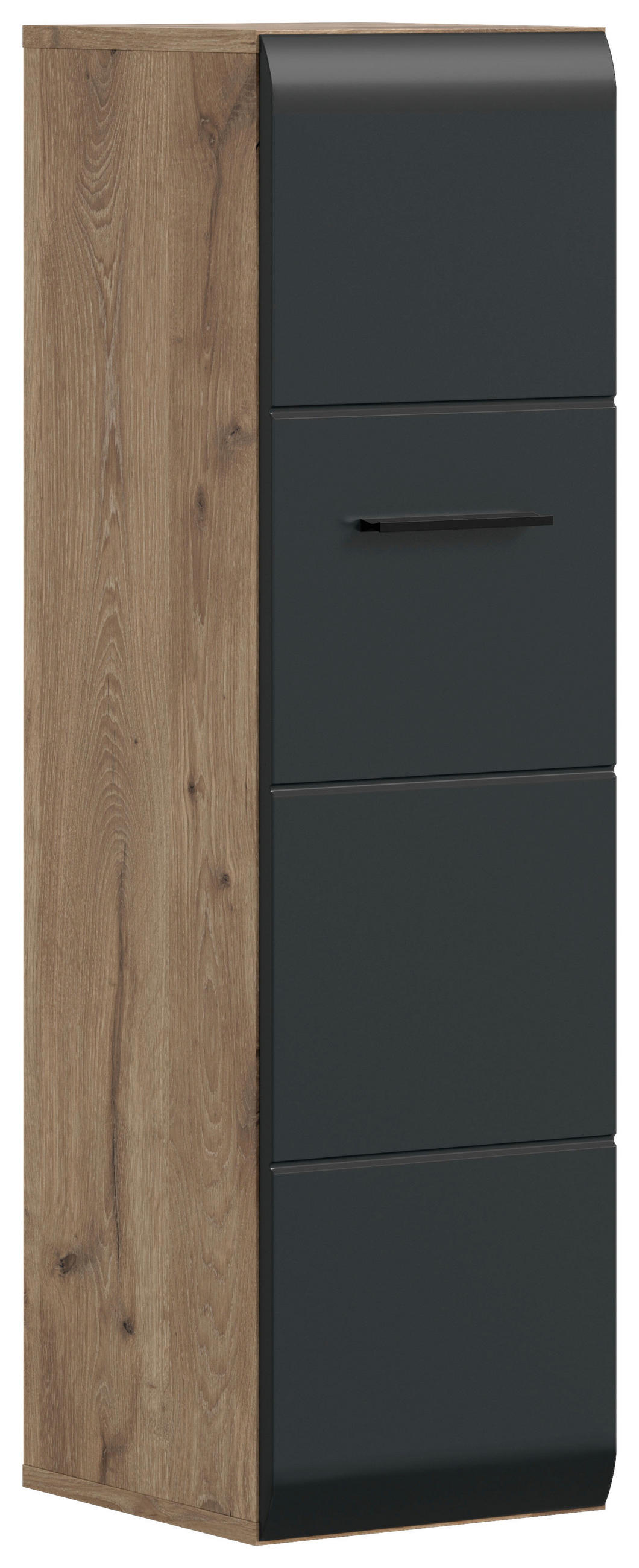 MIDISCHRANK 30/106/30 cm  - Eiche dunkel/Schwarz, Basics, Holzwerkstoff/Kunststoff (30/106/30cm) - MID.YOU