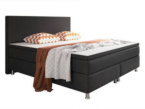 BOXSPRINGBETT 180/200 cm  in Schwarz  - Silberfarben/Schwarz, KONVENTIONELL, Textil/Metall (180/200cm) - MID.YOU