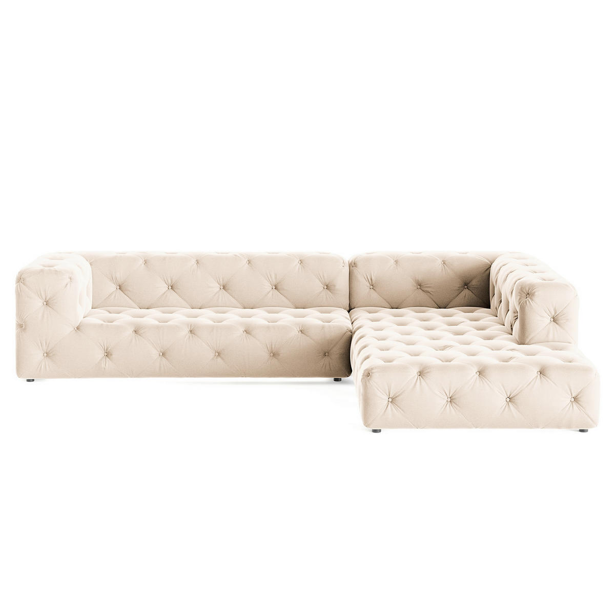 ECKSOFA Fresco in Samt Creme  325/228 cm  - Creme/Schwarz, Design, Kunststoff/Textil (325/228cm) - P & B