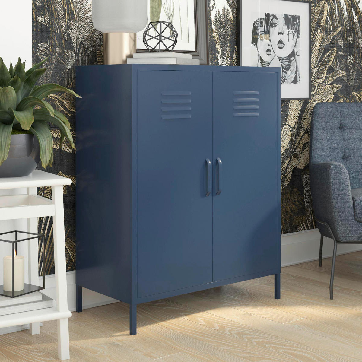 HIGHBOARD Bradford  in 79/100/39 cm  - Blau, Design, Metall (79/100/39cm) - MID.YOU