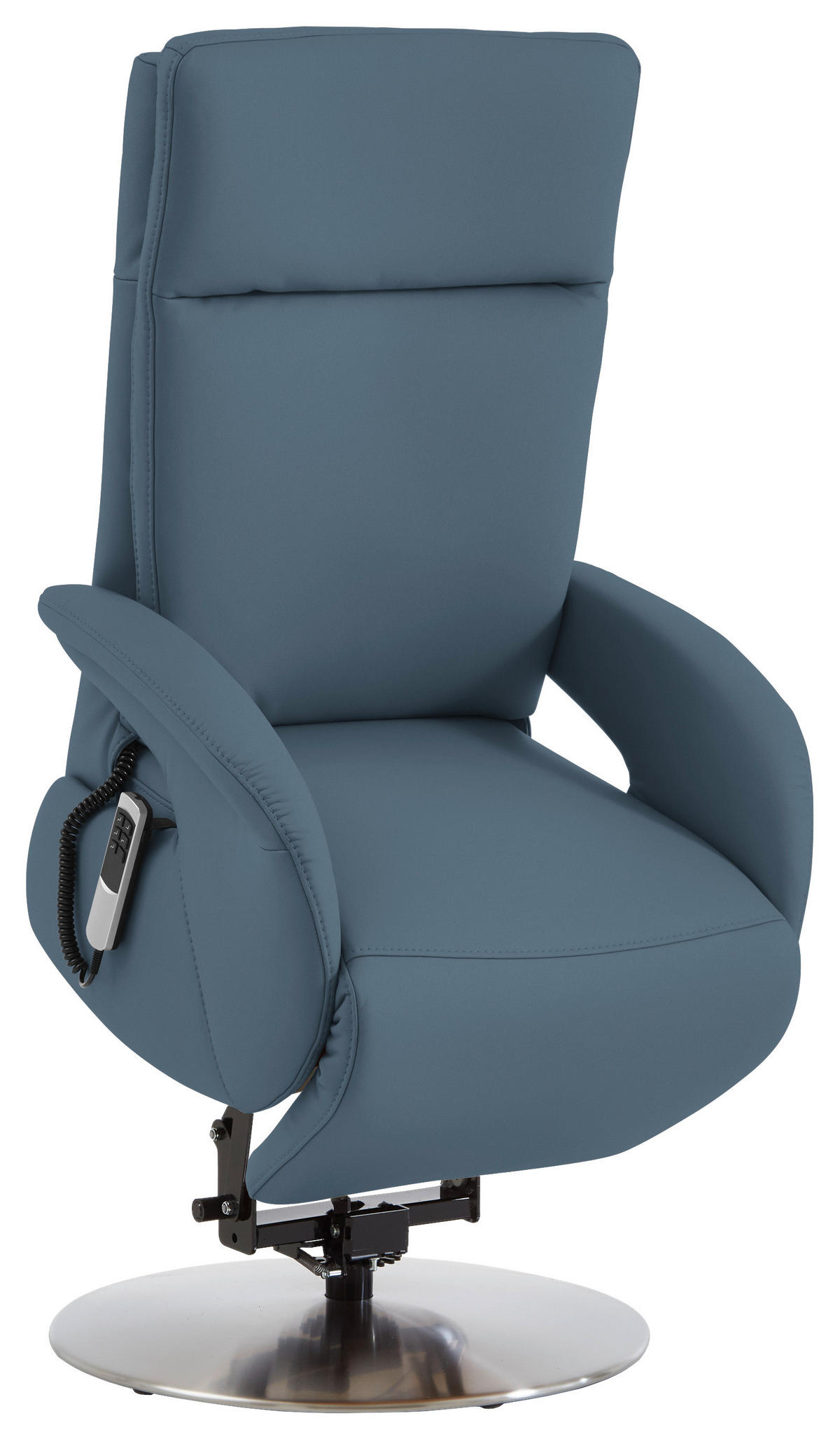 RELAXSESSEL in Leder Blau  - Blau/Edelstahlfarben, Design, Leder/Metall (70/108/80cm) - Cantus