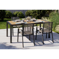 GARTENTISCH  - Schwarz/Teakfarben, MODERN, Holz/Metall (118,5/252/100/75cm) - Ambia Garden