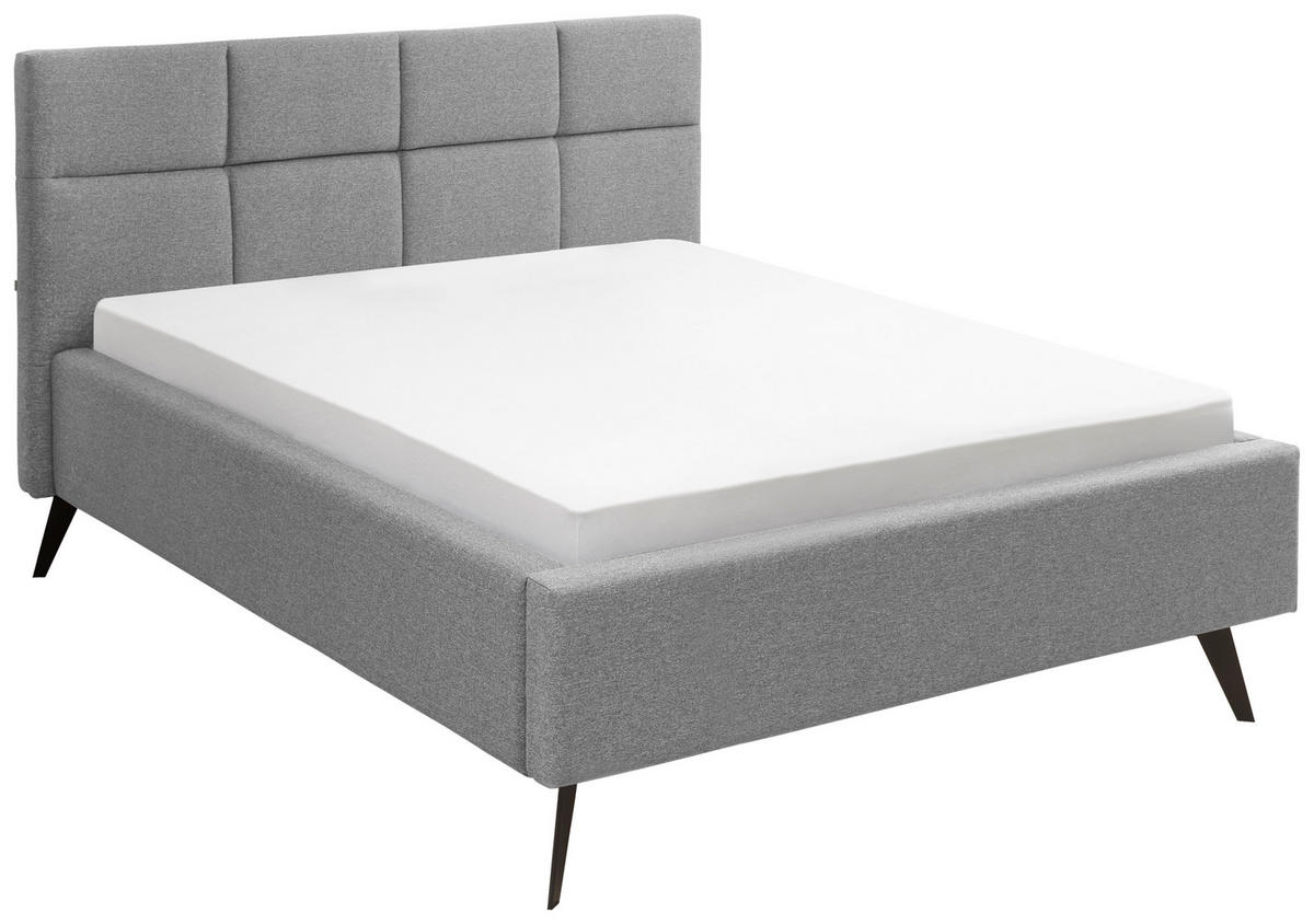 POLSTERBETT 140/200 cm  in Hellgrau  - Hellgrau/Schwarz, KONVENTIONELL, Textil/Metall (140/200cm) - SetOne by Musterring