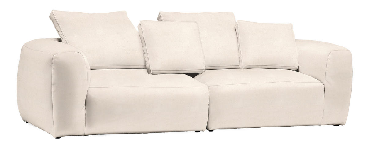 BIGSOFA Samt Beige  - Beige/Schwarz, MODERN, Kunststoff/Textil (260/70/122cm) - Carryhome