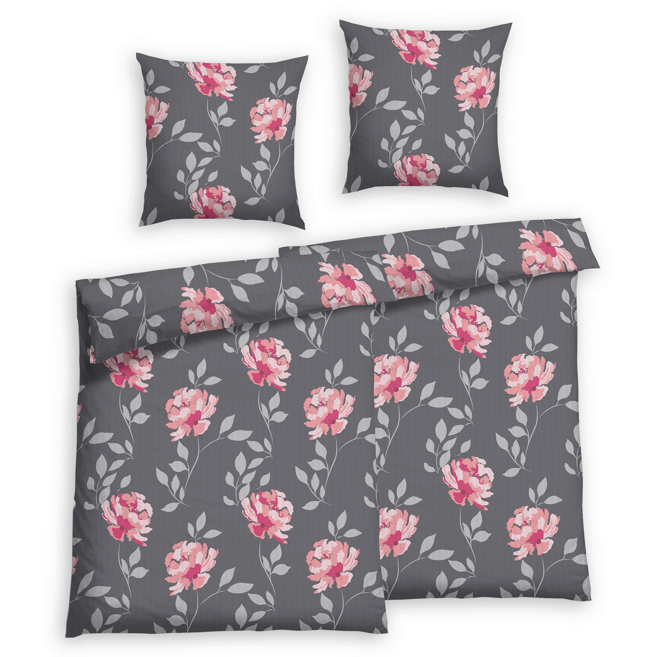 Bettwäsche 2er Set 4-teilig Seersucker 135/200 cm  - Dunkelgrau, Design, Textil (135/200cm) - Florella